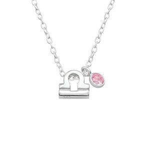Sterling Silver Pink Quartz Libra Necklace